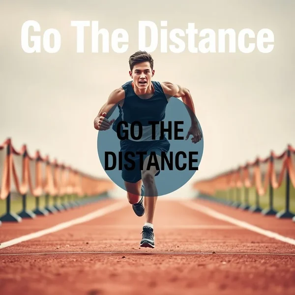 Image showing a runner crossing a finish line, illustrating the concept of 'Go The Distance'