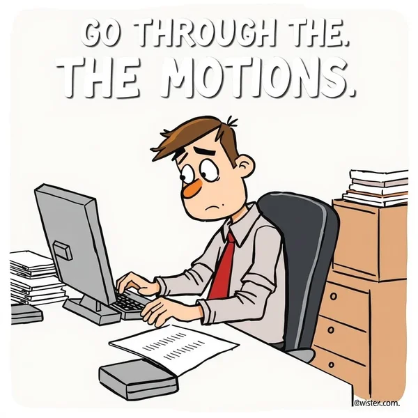 Man looking bored while working, illustrating the concept of 'Go Through The Motions'
