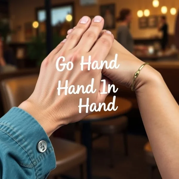 Image: يديّن متشابكتين، توضحان مفهوم "Go Hand In Hand"
