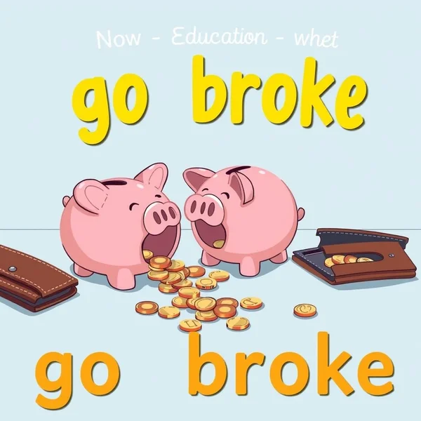 ภาพสื่อความหมายของการ Go Broke เช่น กระเป๋าเงินเปล่าหรือกระปุกออมสินแตก