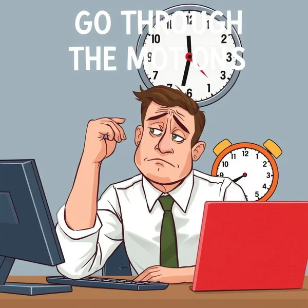رجل يبدو عليه الملل أثناء العمل، يوضح مفهوم "Go Through The Motions"