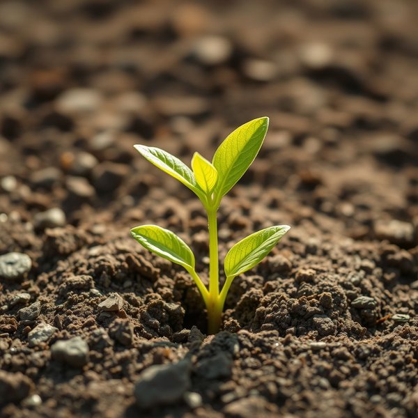 Image of a seedling breaking through dry earth, symbolizing something new and groundbreaking. The image title is: Seedling representing groundbreaking ideas