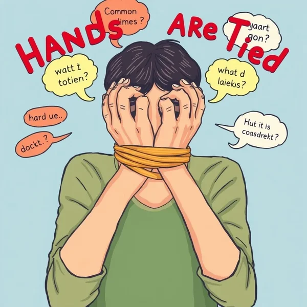 Een visuele weergave van het idiom 'Hands Are Tied'