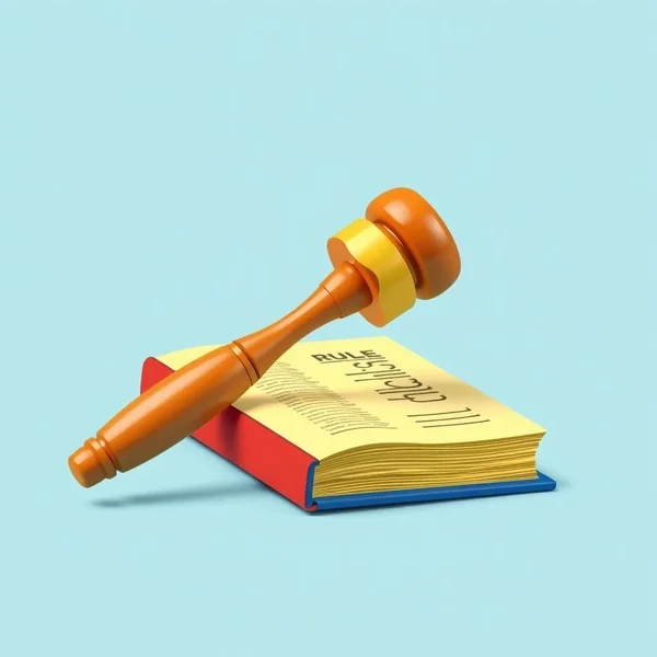 Ein Richterhammer und ein Regelbuch, die Hard And Fast Rules symbolisieren