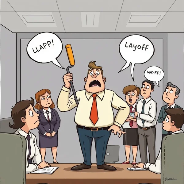 Immagine che mostra una figura che rappresenta un "Hatchet Man" in un contesto aziendale, illustrando l'espressione idiomatica inglese
