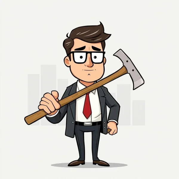 Image showing a figure representing a "Hatchet Man" in a business context, illustrating the English idiom