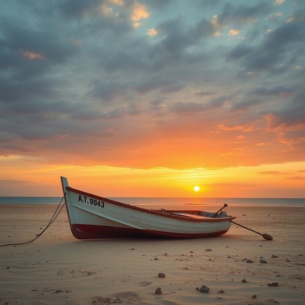 Image montrant un bateau coincé sur du sable, illustrant le fait d'être laissé High And Dry