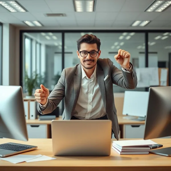 Kendine güvenle bir ofis masasını yöneten bir kişi, "Hold The Fort" deyimini açıklıyor.