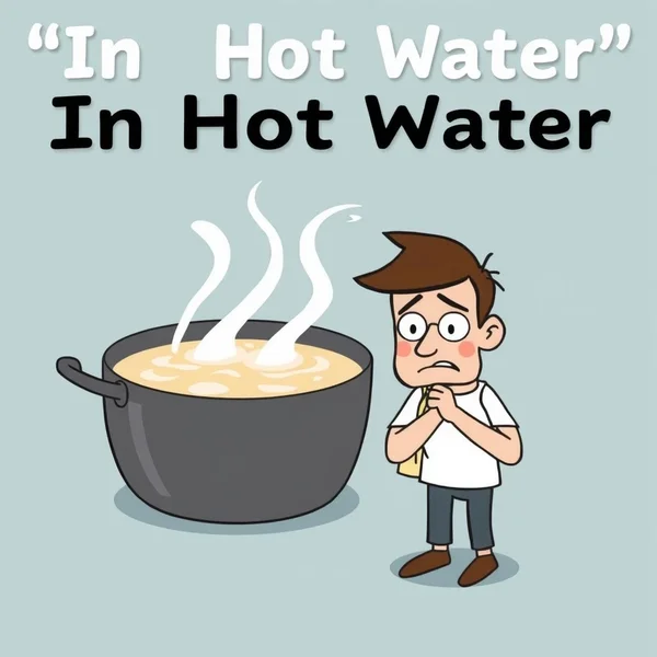 Значение идиомы In Hot Water объясняется