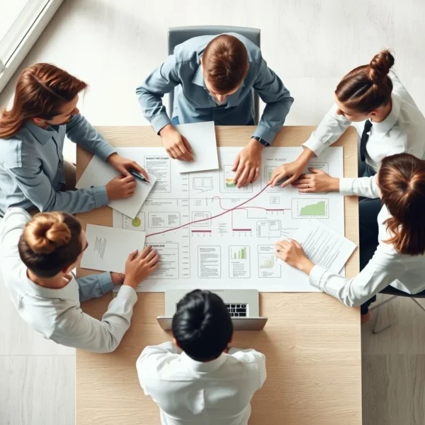 People collaborating to "iron out the kinks" in a new project plan
