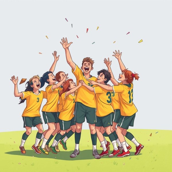 An image illustrating the concept of snatching victory from the Jaws Of Defeat, perhaps a sports team celebrating an unlikely win.