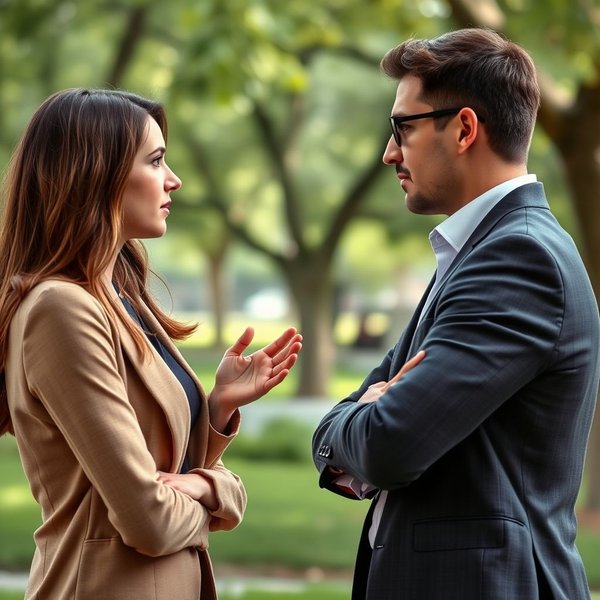 Image depicting a persuasive conversation, illustrating the concept of "argue out of"