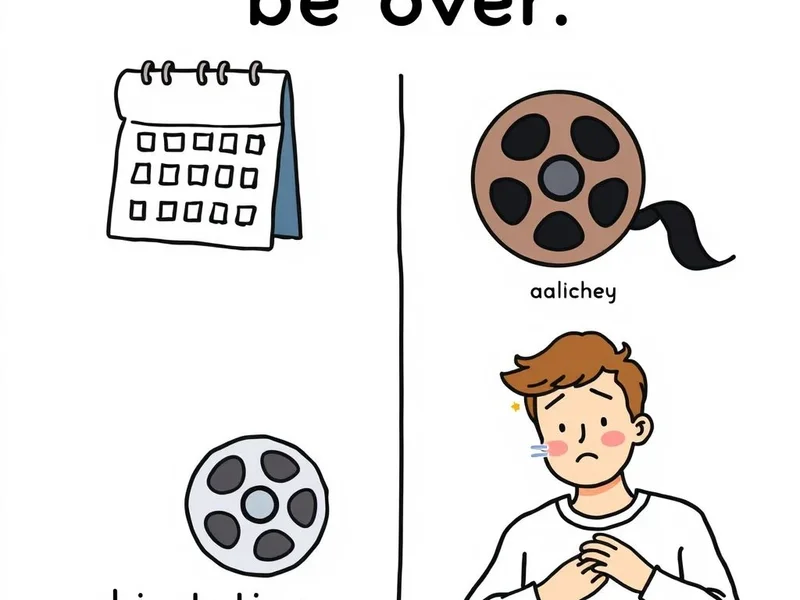 Image illustrating the concept of "be over" like a finished movie reel or a calendar page turned to signify something has ended.