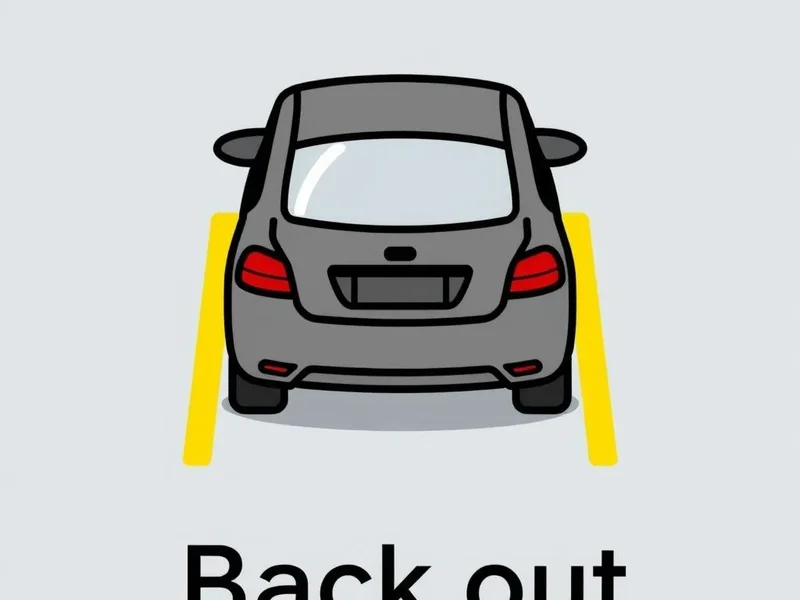 Image showing a car backing out of a driveway, illustrating the phrasal verb Back Out