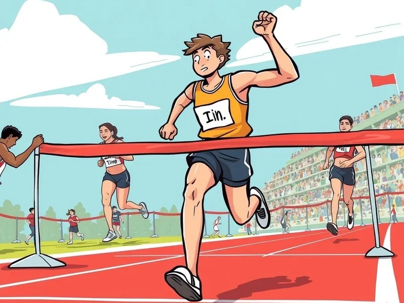 Image showing someone winning a race, symbolizing to beat out an opponent