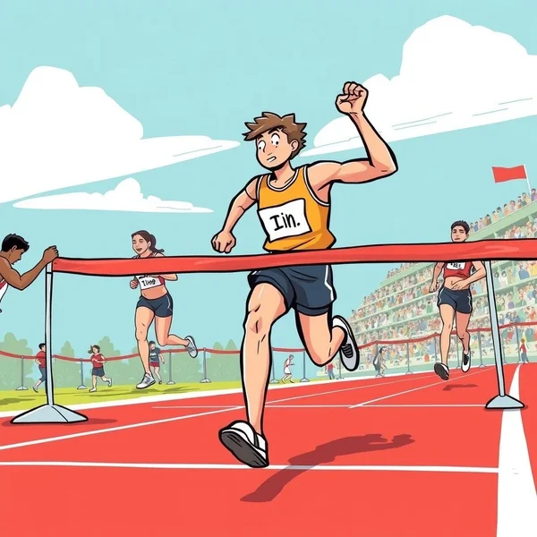 Image showing someone winning a race, symbolizing to beat out an opponent