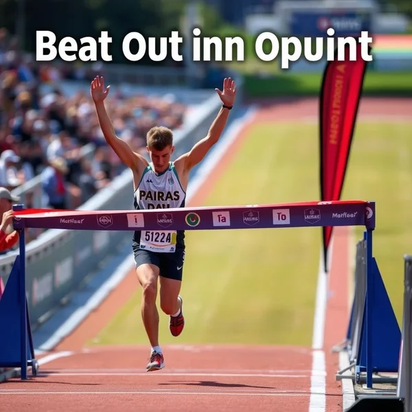 Image showing someone winning a race, symbolizing to beat out an opponent