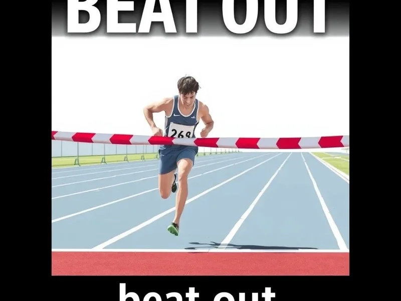 Image showing someone winning a race, symbolizing to beat out an opponent
