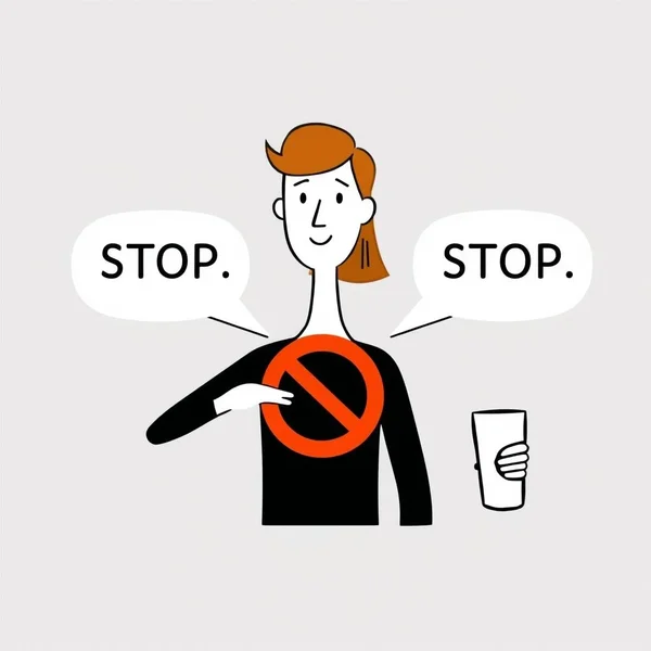 Image showing a person making a choice to be off of something, illustrating the phrasal verb 'Be off of'
