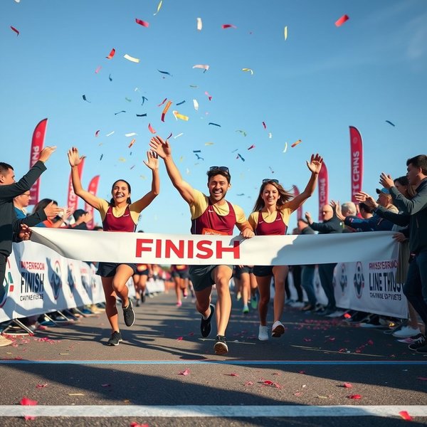 Image showing someone winning a race, symbolizing to beat out an opponent