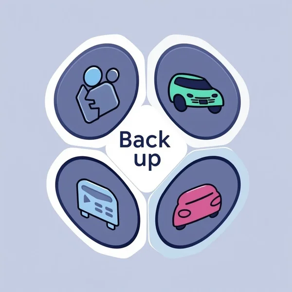 Image illustrating the different meanings of the phrasal verb Back up