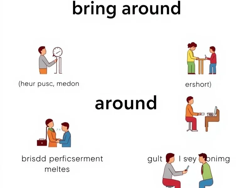 Image showing different contexts for the phrasal verb 'bring around'