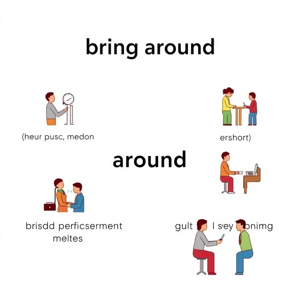Image showing different contexts for the phrasal verb 'bring around'