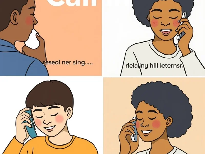A person on the phone, illustrating the phrasal verb Call in