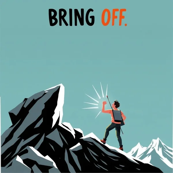 A person celebrating a successful achievement, illustrating the meaning of "bring off"