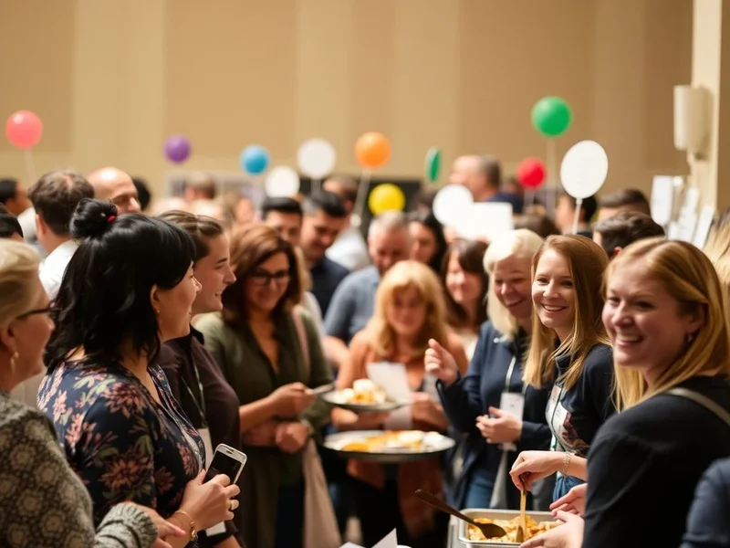 A diverse group of people at a catered event, illustrating the concept of 'Cater for'