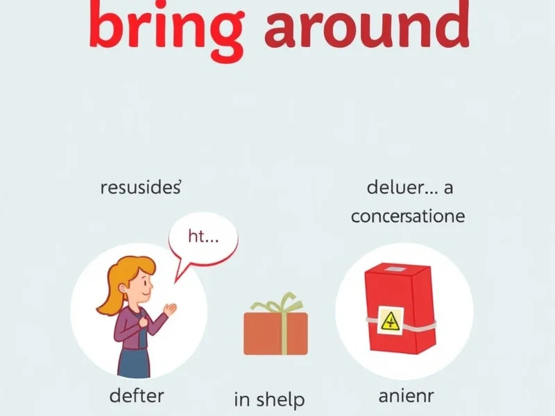 Image showing different contexts for the phrasal verb 'bring around'