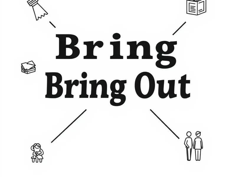 Image showing different contexts of using the phrasal verb 'bring out'