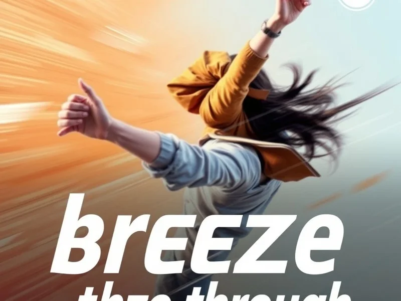Imagem mostrando alguém completando uma tarefa facilmente, com o texto "Breeze Through Your Studies"