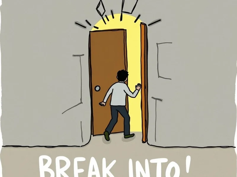 A visual representation of the phrasal verb "Break into"