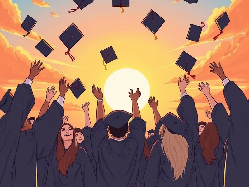 Image illustrating 'cap off' with a graduation ceremony finale