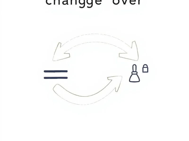 Illustration for the phrasal verb change over