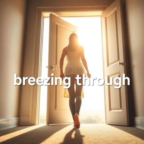 Image showing someone easily completing a task, with the text "Breeze Through Your Studies"