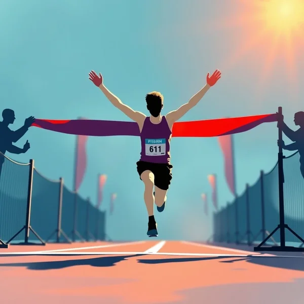 A person celebrating a successful achievement, illustrating the meaning of "bring off"