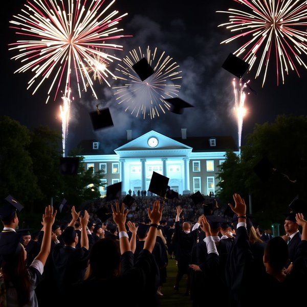 Image illustrating 'cap off' with a graduation ceremony finale