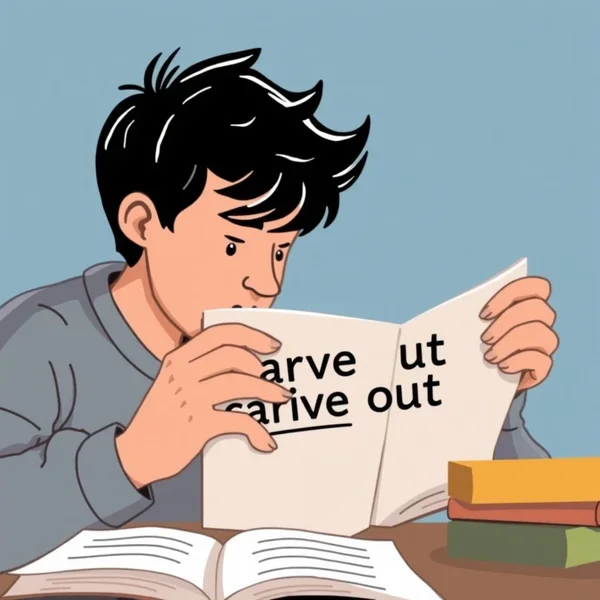 Image highlighting the phrasal verb carve out in a learning context