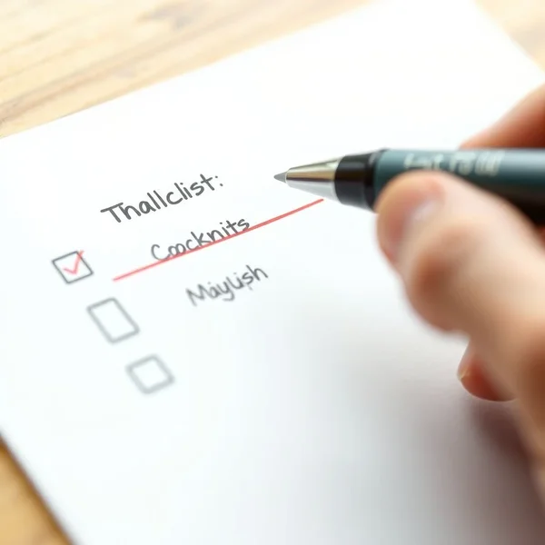 A checklist with items being crossed off to illustrate the phrasal verb "cross off"