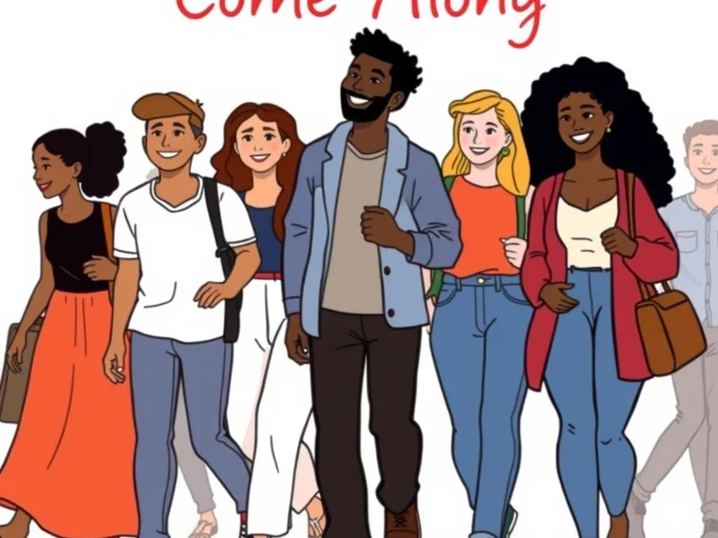 Image showing people walking together with text overlay: Understanding the Phrasal Verb 'Come Along'