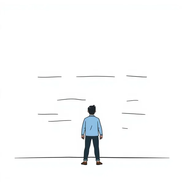 Imagen que ilustra el concepto de enfrentarse a una barrera con el verbo frasal "come up against"