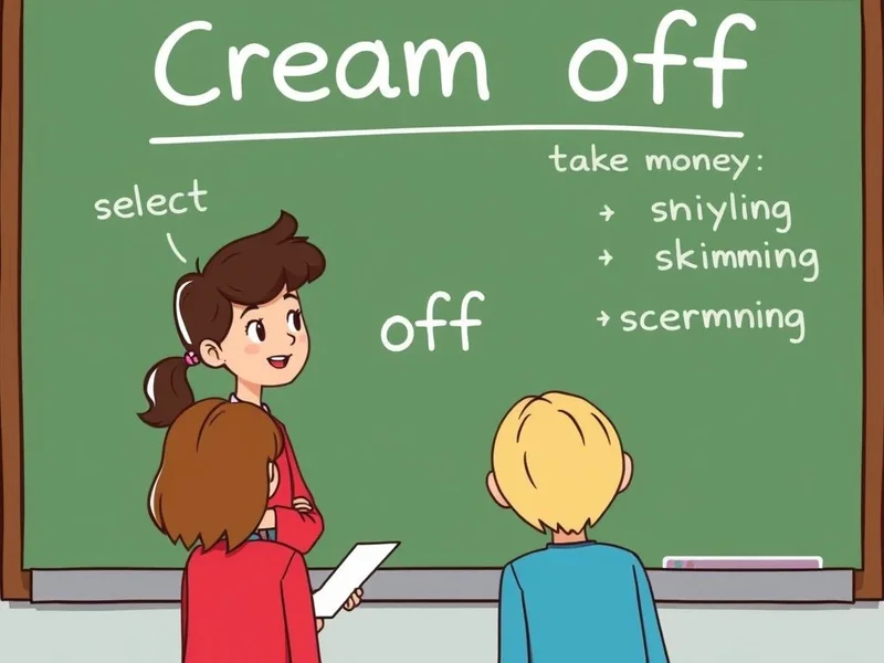Students learning the phrasal verb Cream off