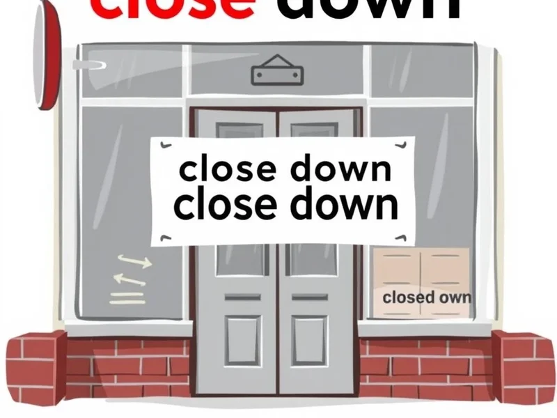 Image illustrating the meaning of the phrasal verb 'close down'