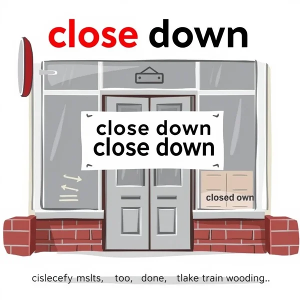 Image illustrating the meaning of the phrasal verb 'close down'