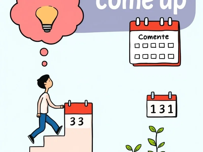 Illustration of the phrasal verb 'come up' in various contexts