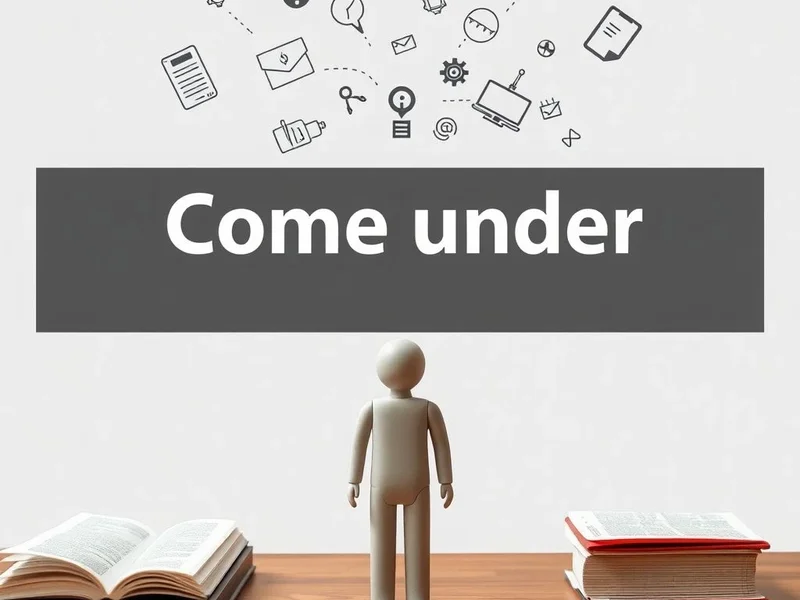 Image showing situations where someone might "come under" scrutiny or attack, featuring the phrasal verb "Come under"