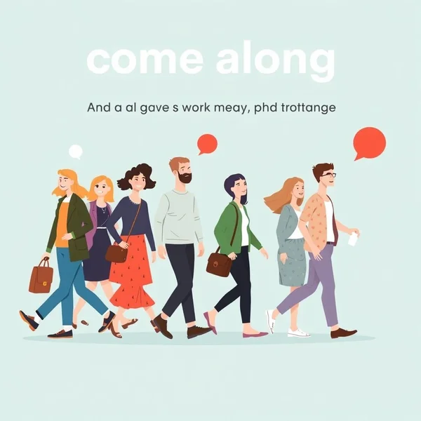 Image showing people walking together with text overlay: Understanding the Phrasal Verb 'Come Along'