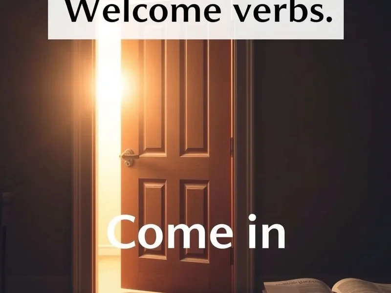 A welcoming open door, illustrating the phrasal verb "Come in"